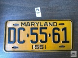 Maryland undated yellow plate 