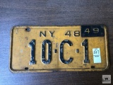 1948 New York plate with metal 1949 registration plate