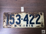 Antique 1916 New York plate
