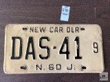 1960 New Jersey New Car Dealer plate