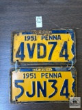 Two 1951 Pennsylvania license plates