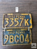 Two 1952 Pennsylvania license plates