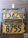 Two 1940 PA plates