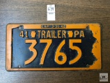 1941 PA Trailer plate