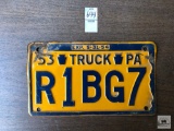 1953 PA Truck plate
