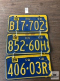 Three 1958 Pa. plates