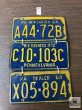 Three Dealer PA. plates 1964, and '72