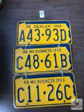 Three Pa Dealer plates, 1966