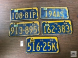 Five 1958 PA plates