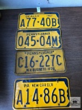 Four Assorted PA plates 1970's era
