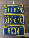 Three 1964 PA Bus and School Bus tags