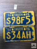 Two 1956 PA Truck tags