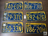 Six 1958 and 1964 PA Truck tags