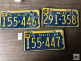 Three 1964 PA Trailer tags