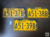 Three 1970 PA Dealer plates