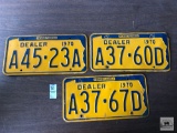 Three 1970 PA Dealer plates