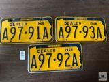 Three 1968 PA Dealer tags