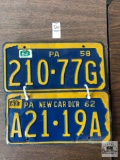 Two PA tags, 1958 and 1962
