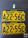 Two 1969 PA Dealer tags
