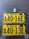 Two 1960's era PA Dealer tags with 1967 registration stickers