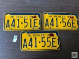 Three 1960's era PA Dealer tags with 1967 registration stickers