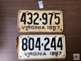 Two 1957 Virginia plates