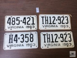 Four 1963 Virginia tags
