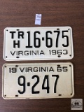 Two Virginia license plates 1963 and 1965