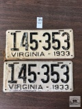 Pr of 1933 Virginia tags