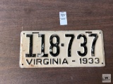1933 Virginia tag