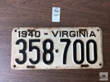 1940 Virginia tag