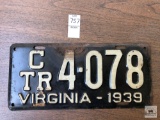 1939 Virginia black tag