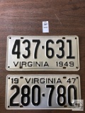 Two 1940's Virginia tags, 1947 and 1949