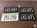 One pair and two other 1959 and 1960 Virginia tags