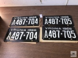 Two pair of NOS 1966 Virginia plates