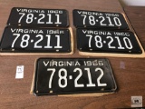 Set of 1966 consecutive and matching # Virginia plates