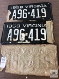 Pair of 1958 Virginia plates