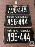 Three 1958 Virginia plates