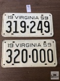 Two 1959 Virginia tags