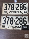 Pair of 1951 Virginia tags