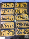 Set of Ten assorted PA plates with 1970 registration stickers