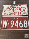Two plates, Montreal Expo and USA