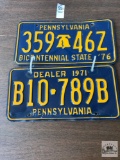 Two PA plates, Dealer and Bicentennial