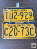 Two 1970 PA plates