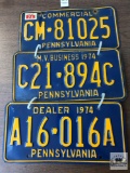 Three 1974 PA plates