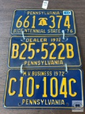 Three 1972 PA plates