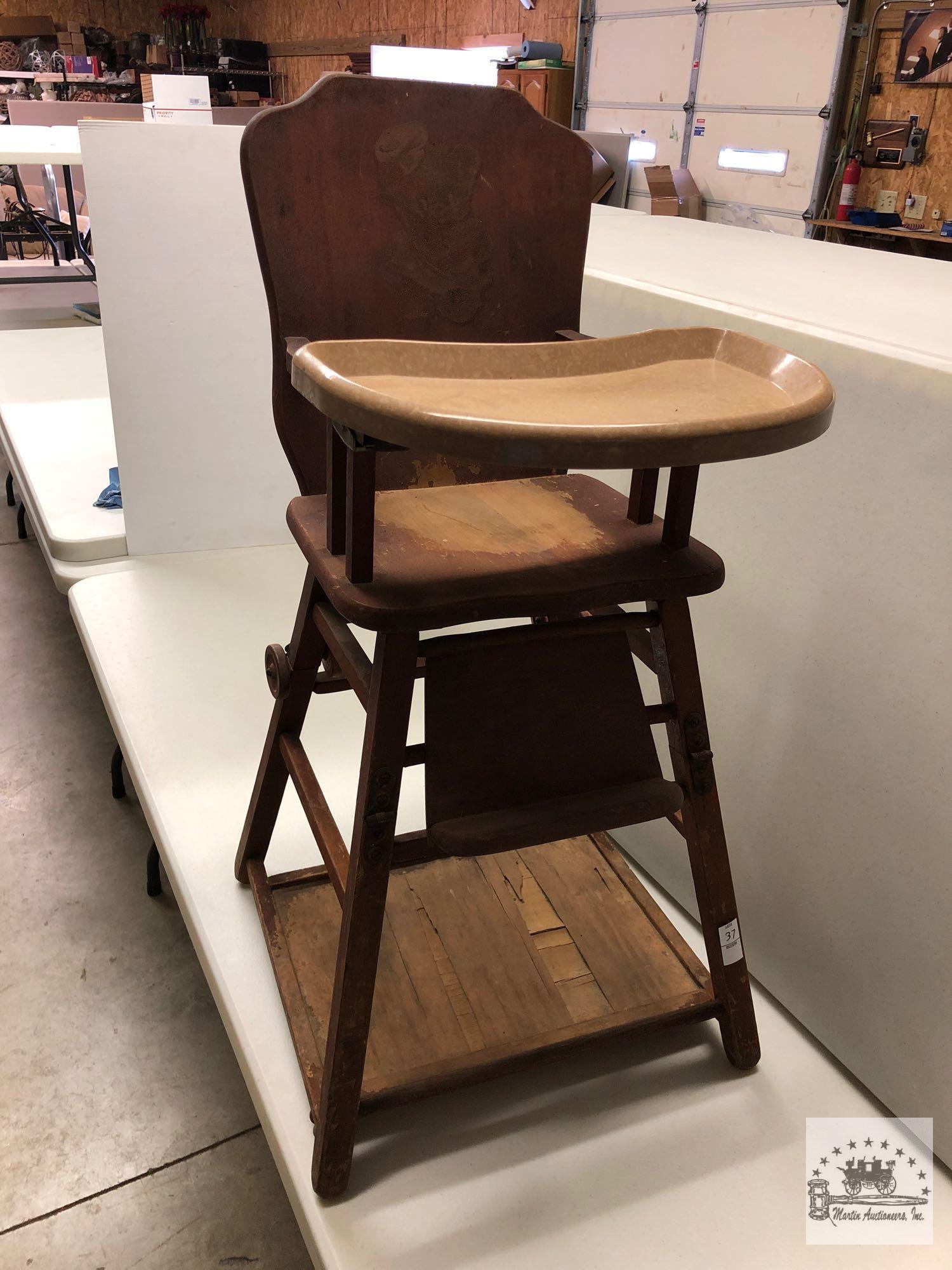 Vintage Wooden High Chair, Sears Roebuck & Co | Proxibid