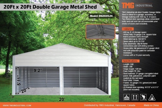 2019 Double Garage Metal Shed