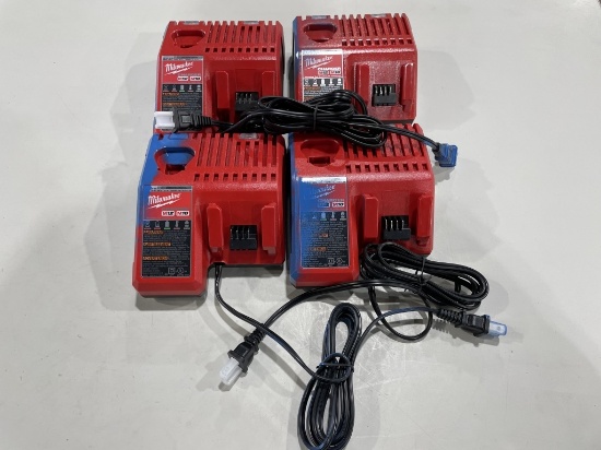 Milwaukee M12/M18 Battery Chargers, Qty4