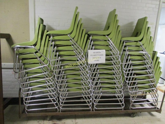 (48) Plastic & Metal Student Chairs w/ Rack.